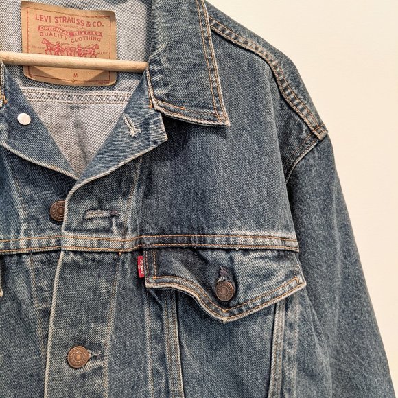 Vintage Original Red Label Levi's oversized 80s Jeans Jacket M - Picture 1 of 5